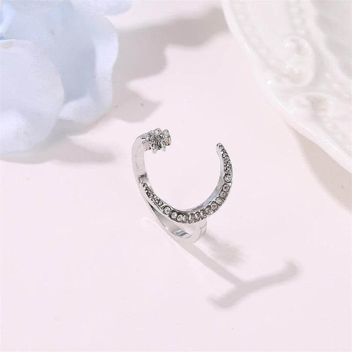 Moon And Star Opening Rings Fashion Rhinestones Personalized Jewelry For Women - Mamofa Global Store