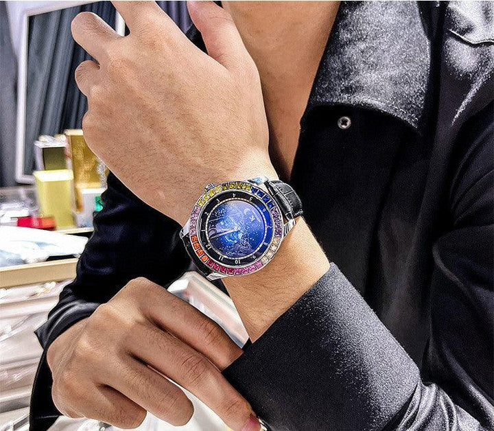 Ogulas Starry Sky Colorful Crystals Automatic Mechanical Watch Men's Waterproof Luminous Personality - Mamofa Global Store