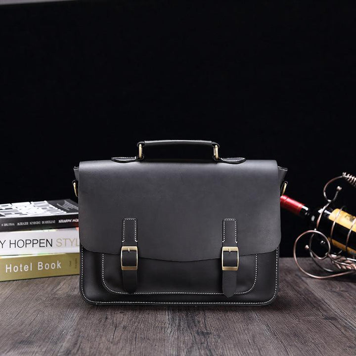 New Business Crazy Horse PU Briefcase Men's Horizontal Retro - Mamofa Global Store