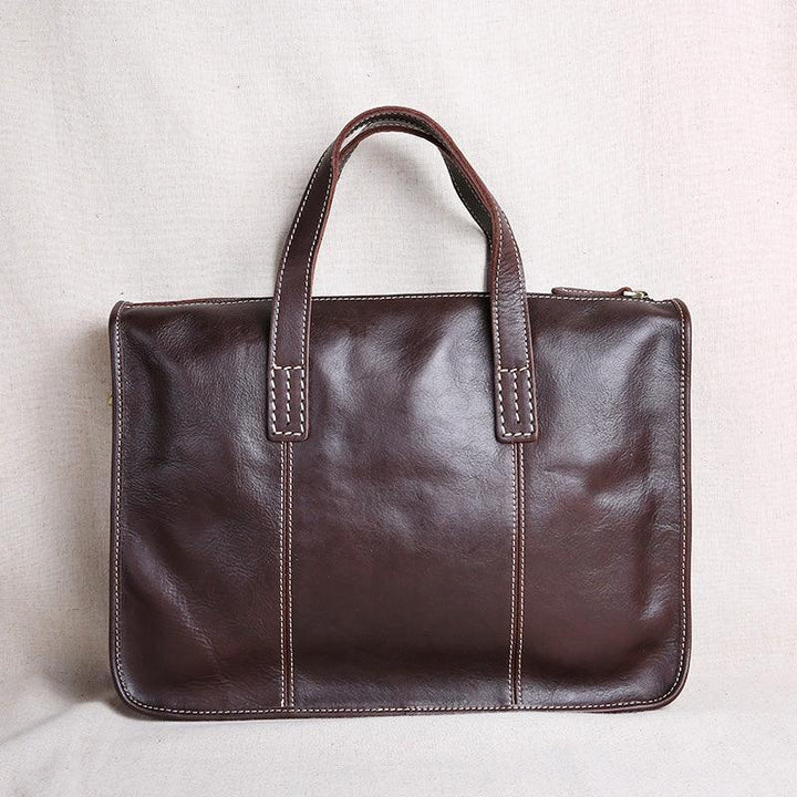 Vintage Business Leisure Horizontal Style Leather Briefcase Computer Bag - Mamofa Global Store