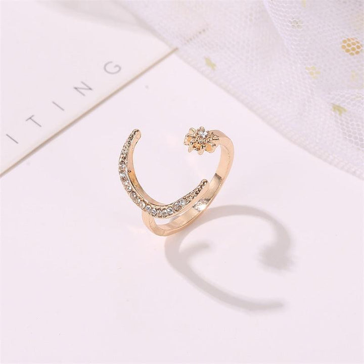 Moon And Star Opening Rings Fashion Rhinestones Personalized Jewelry For Women - Mamofa Global Store