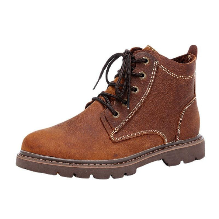 Vintage Men's Leather Boots Worke High-top Shoes - Mamofa Global Store