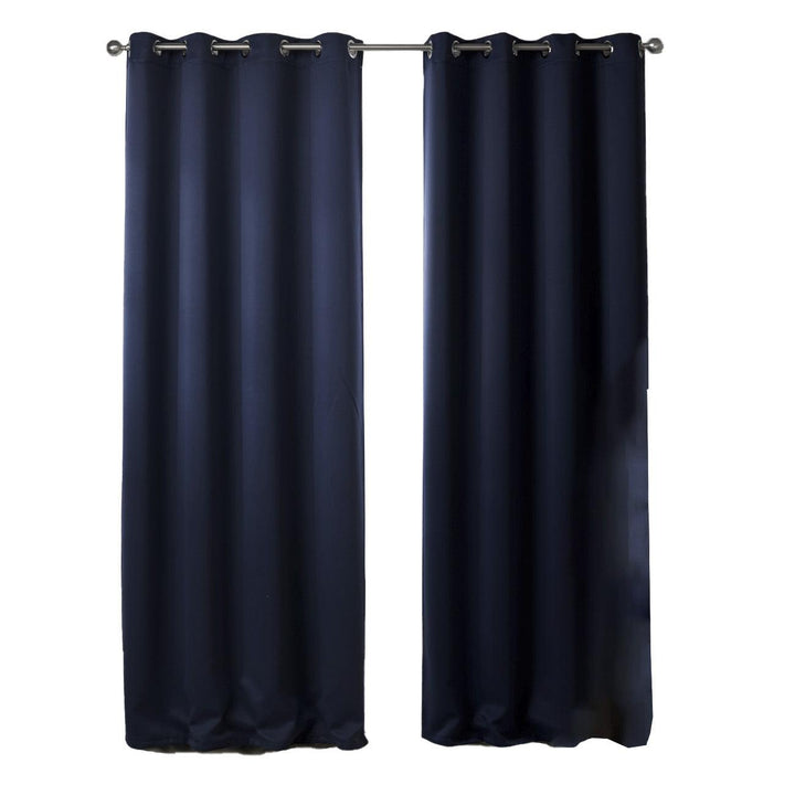 Dark Blue Bedroom Blackout Fabric Printed Curtains - Mamofa Global Store