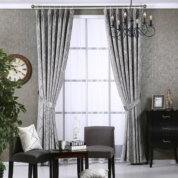 Solid Color Simple Modern Light Luxury Living Room Chenille Blackout Curtains - Mamofa Global Store