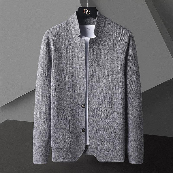 Pocket Stand Collar Cardigan Sweater Men - Mamofa Global Store