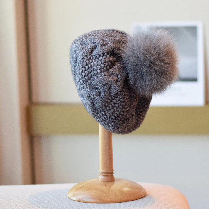 Wool Knitting Artist Autumn And Winter Fried Dough Twists Pattern Warm Wool Hat - Mamofa Global Store