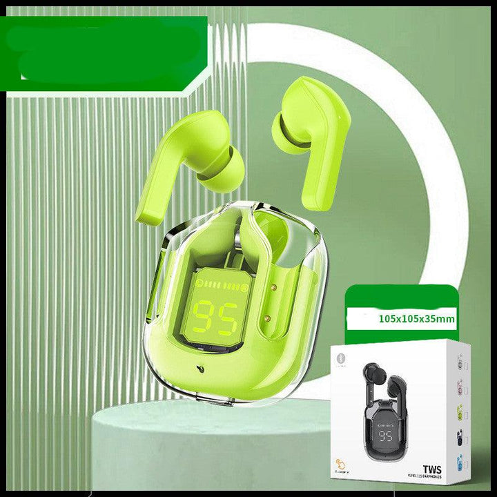 New Mini Transparent Wireless Bluetooth Headset Digital Display ENC Noise Reduction True Wireless Sports Music - Mamofa Global Store