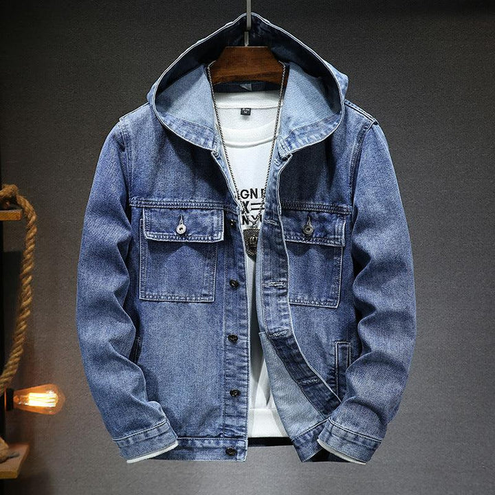 Hooded Denim Jacket Men's Spring - Mamofa Global Store