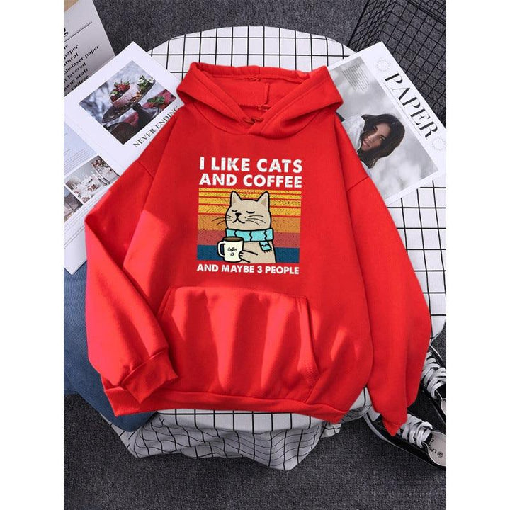 I Like Cats And Coffee Printed Women Hoody - Mamofa Global Store