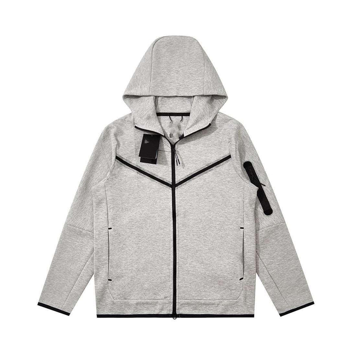 Air Layer Cotton Knit Hooded Jacket Zipper - Mamofa Global Store