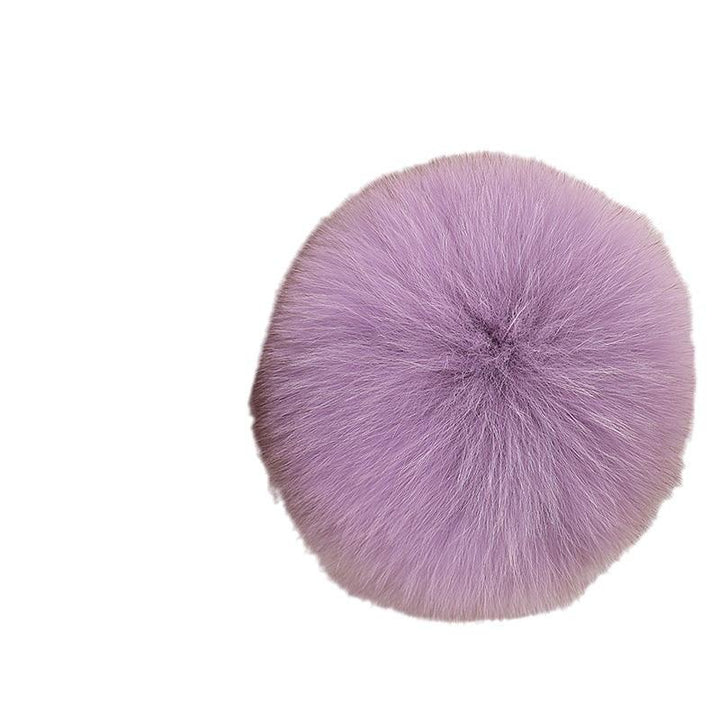 Rabbit Fur Autumn Winter Korean Cute Real Fox Fur Ball Thick Warm Plush Knitted Hat - Mamofa Global Store