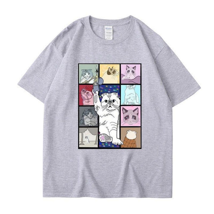 Animal Dog Cat Printed T-shirt Loose Hip Hop Street - Mamofa Global Store