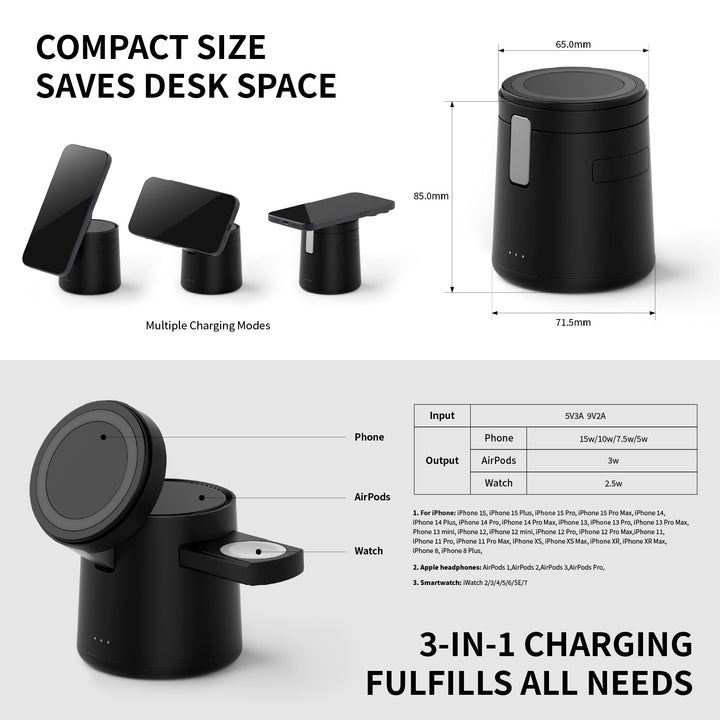 15W Magnetic Three-in-one Wireless Charger - Mamofa Global Store