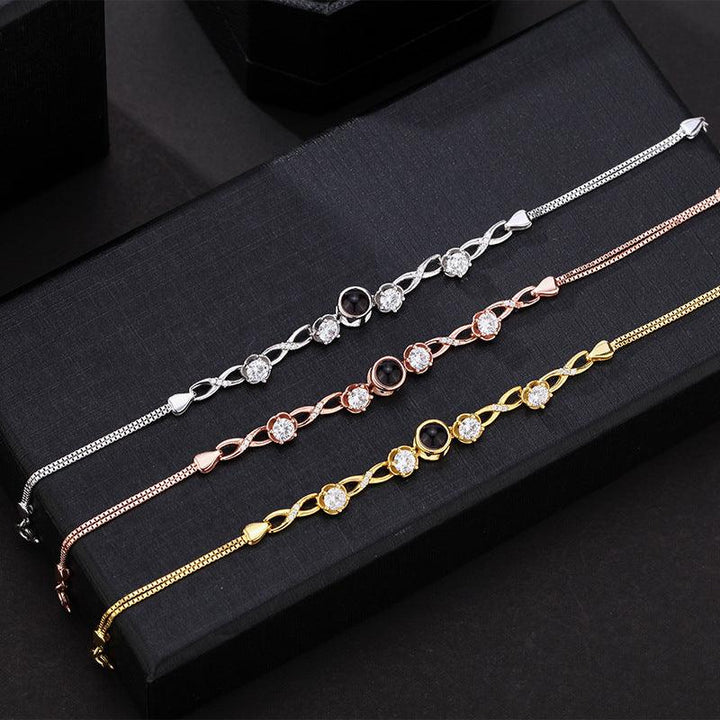 S925 Silver Infinite Love Digital 8 Projection Bracelet Female 100 Languages Name Customization Graduation Color Photo - Mamofa Global Store