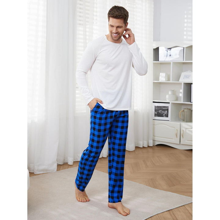 Men's Pajama Suit Long Sleeve Plaid - Mamofa Global Store