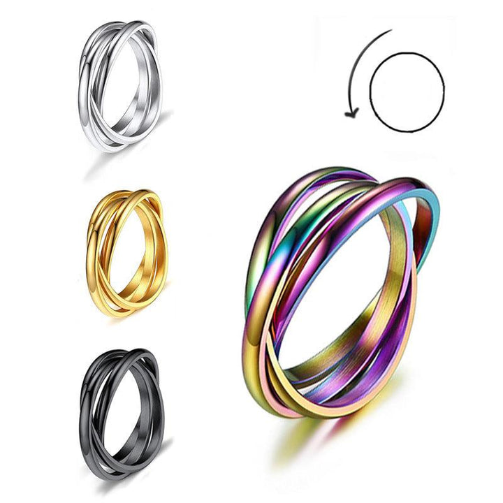 Three-ring Rotating Ring For Couple Creative Personalized Anxiety Relief Rings Women Geometric Jewelry - Mamofa Global Store