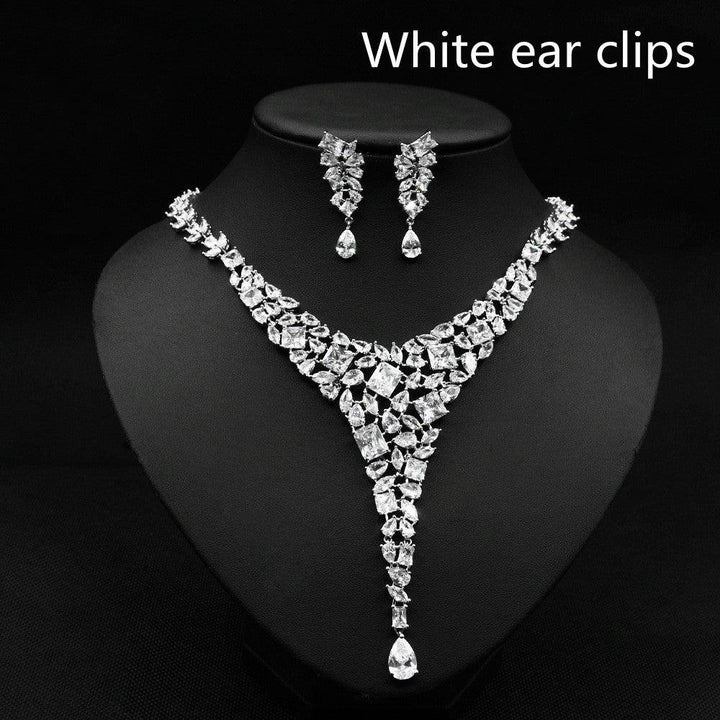 Colorful Zircon Necklace Set Wedding Dress Wedding Earring Accessories - Mamofa Global Store