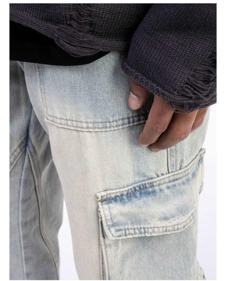 American Style Autumn And Winter Washed And Made Old Micro Elastic Jeans With Zipper Design At The Hem For Casual Pants - Mamofa Global Store