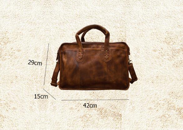 Men's Vintage First Layer Leather Travel Briefcase - Mamofa Global Store