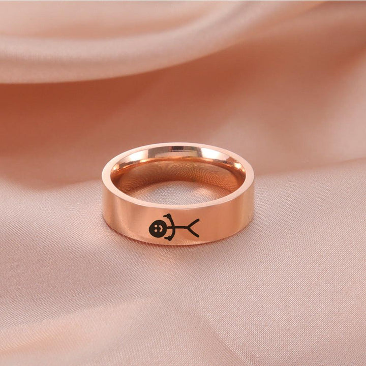 Laser Marking Villain 8MM Wide Stainless Steel Ring - Mamofa Global Store