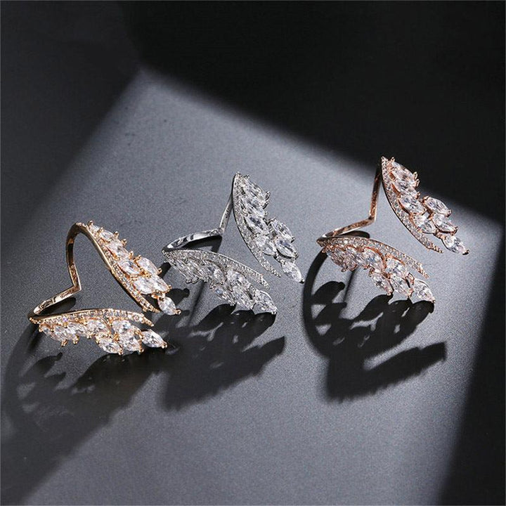 Creative Angel Wings Opening Ring Exquisite Women's Rhinestone Rings Personalized Jewelry - Mamofa Global Store