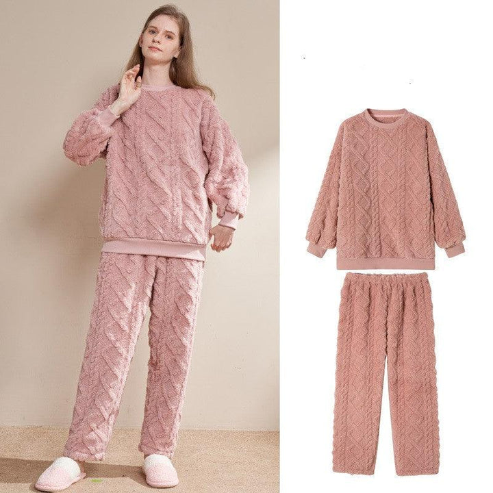 Women's Pajamas Winter Coral Fleece Thickened Fleece-lined Loungewear - Mamofa Global Store