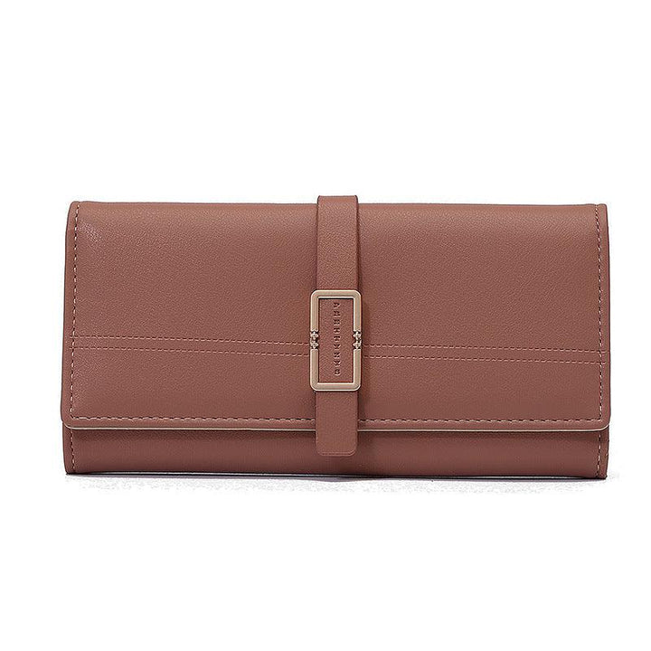 Long Metal Buckle Simple Tri-fold Clutch - Mamofa Global Store