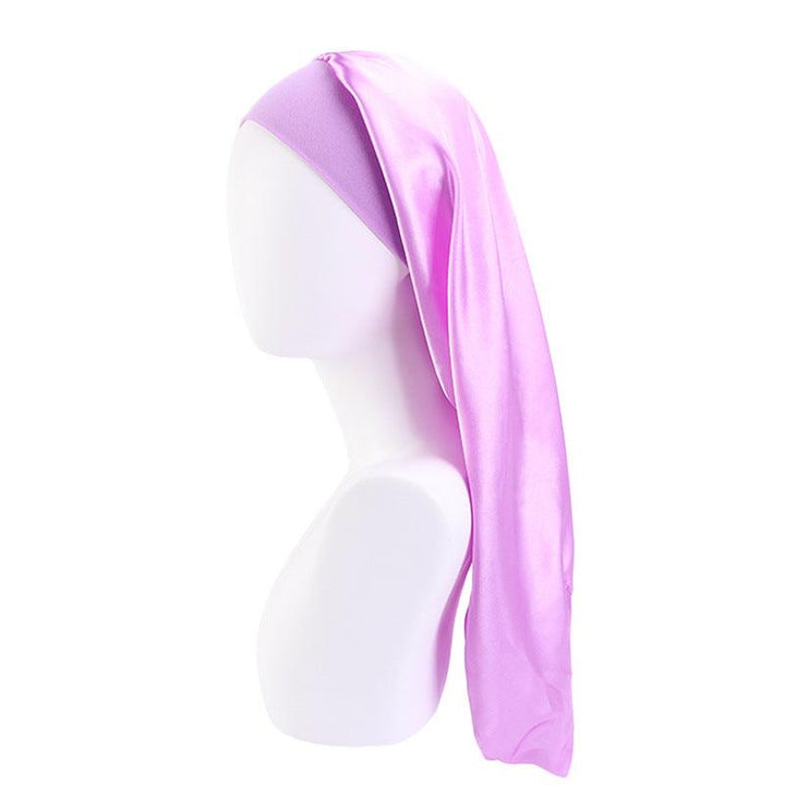 Women's Elastic Wide-brimmed Satin Long Tube Nightcap - Mamofa Global Store