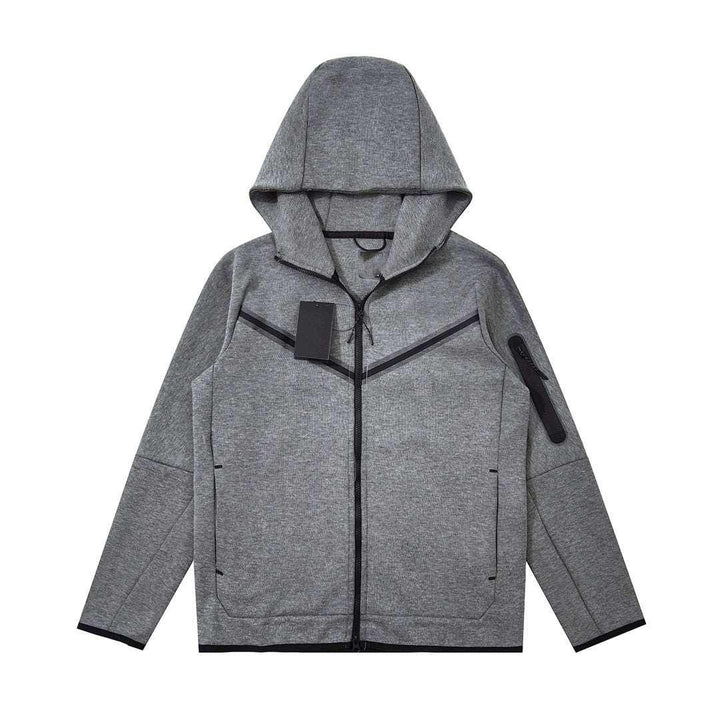 Air Layer Cotton Knit Hooded Jacket Zipper - Mamofa Global Store