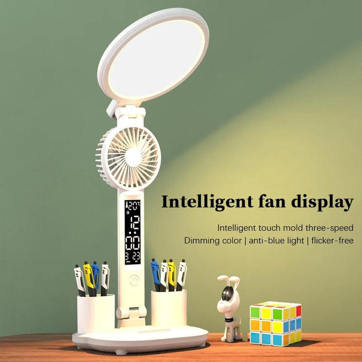 Dimmable LED Clock Table Lamp with Fan - Mamofa Global Store