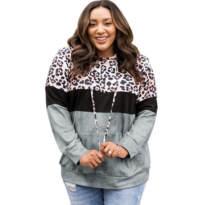 Autumn Leopard Print Leopard Print Contrast Color Casual Style Pullover Hooded Sweater Women - Mamofa Global Store