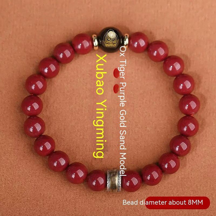 Cinnabar Bracelet Men's Purple Gold Sand Benming Buddha Bracelet - Mamofa Global Store