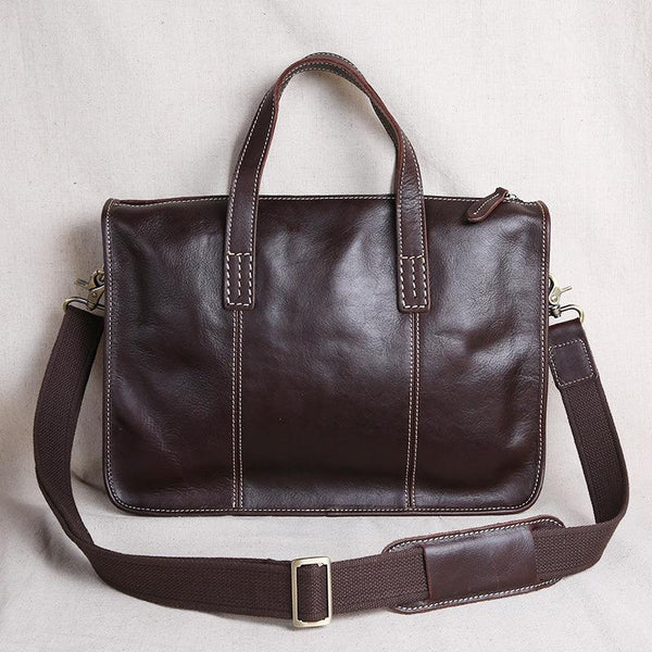 Vintage Business Leisure Horizontal Style Leather Briefcase Computer Bag - Mamofa Global Store