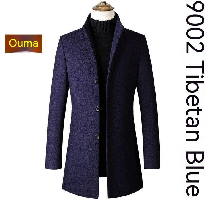 Single-breasted Stand Collar Wool Woolen Men's Coat - Mamofa Global Store