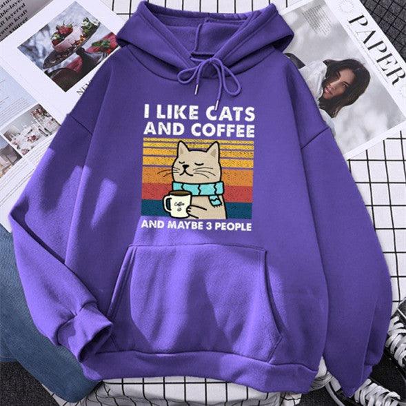 I Like Cats And Coffee Printed Women Hoody - Mamofa Global Store