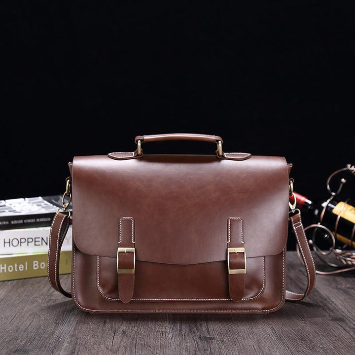 New Business Crazy Horse PU Briefcase Men's Horizontal Retro - Mamofa Global Store