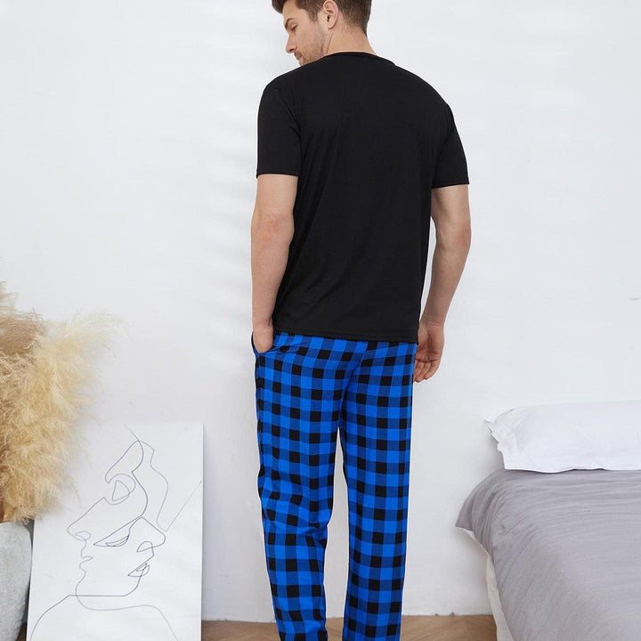 Men's Pajamas Set Short-sleeved Long Pants Home Wear - Mamofa Global Store