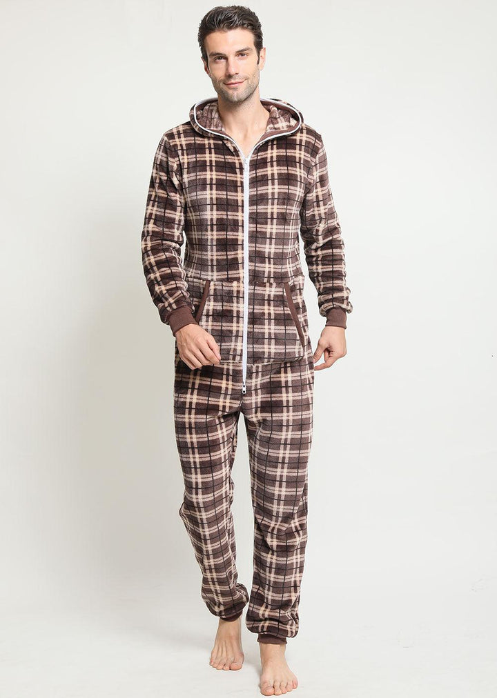 Men's Flannel Plaid One-piece Home Service - Mamofa Global Store