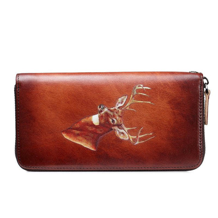 Women's Retro Real Leather Zipper Wallet - Mamofa Global Store