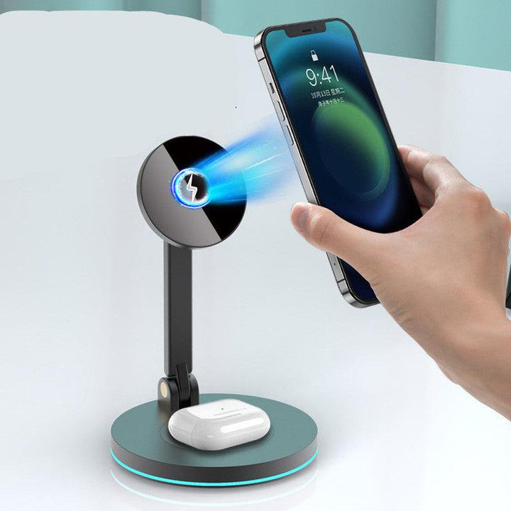 Compatible with Apple , 2 In 1 Magnetic Wireless Charger Stand For Mini Pro Max Fast Charging Station Dock Mobile Phone Chargers - Mamofa Global Store