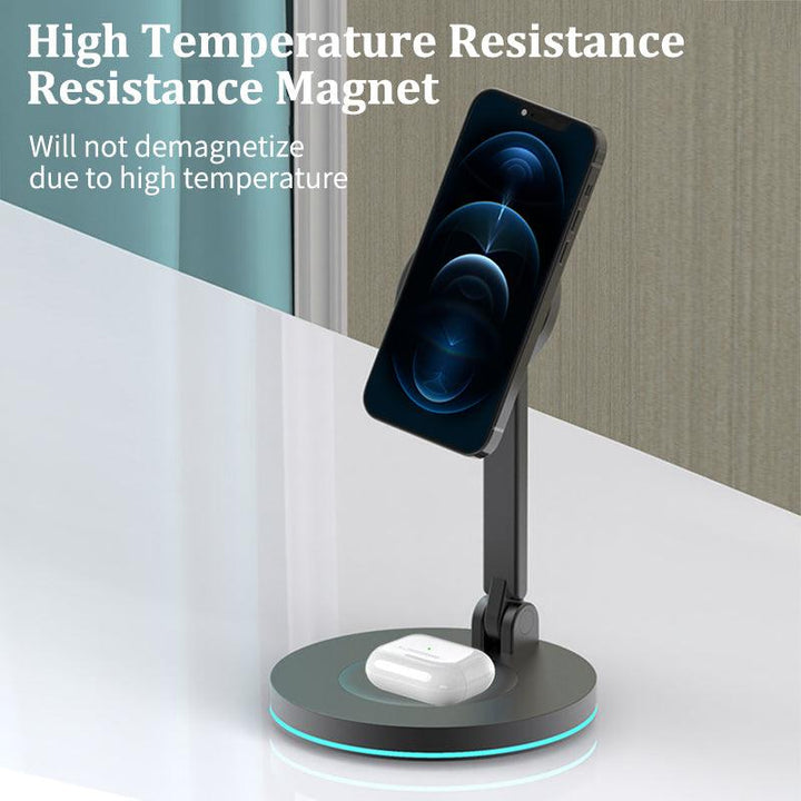 Compatible with Apple , 2 In 1 Magnetic Wireless Charger Stand For Mini Pro Max Fast Charging Station Dock Mobile Phone Chargers - Mamofa Global Store