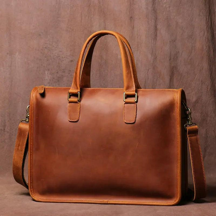 Men's Bag Crazy Horse Leather Briefcase For Laptop - Mamofa Global Store