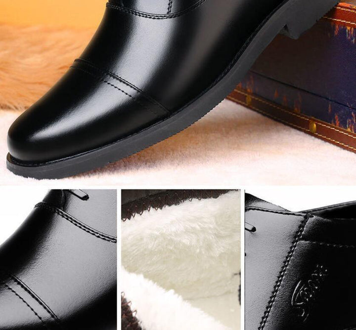 Winter Real Leather With Fleece Lining Men's Cotton Shoes - Mamofa Global Store