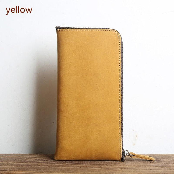 Men's Short Genuine Leather Wallet Crazy Horse Skin Mini Change Wrap Coat Cowhide Ultra Thin Pure Handmade - Mamofa Global Store