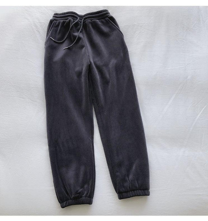 Sports Pants Female Fleece Lined Thick Loose Outerwear Casual Pants - Mamofa Global Store