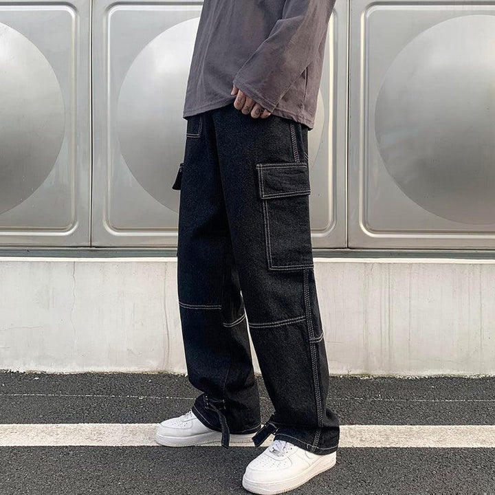 Men Wide Leg Jeans Hip Hop Casual - Mamofa Global Store