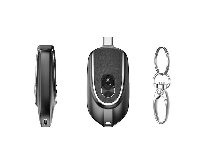 2 In 1 Mini Keychain Power Bank Keyring Hanging Buckle 2 Output Interfaces 5V 1200MAH Backup Power Bank Retractable Plug Waterproof Phone Charging Accessories - Mamofa Global Store