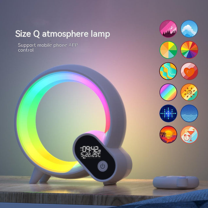 Creative Q Light Analog Sunrise Digital Display Alarm Clock Bluetooth Audio Intelligent Wake-up Q Colorful Atmosphere Light - Mamofa Global Store