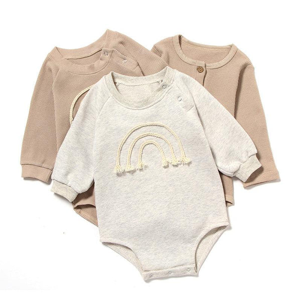 Spring And Autumn Romper R Baby Long Sleeve Waffle - Mamofa Global Store