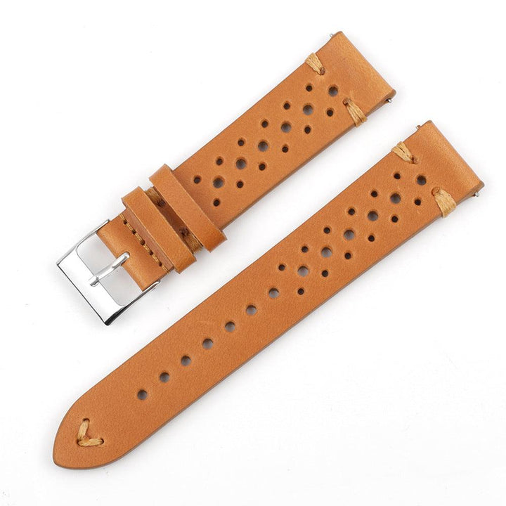 Gray-blue Multi-hole Stitching Leather Watch Band - Mamofa Global Store